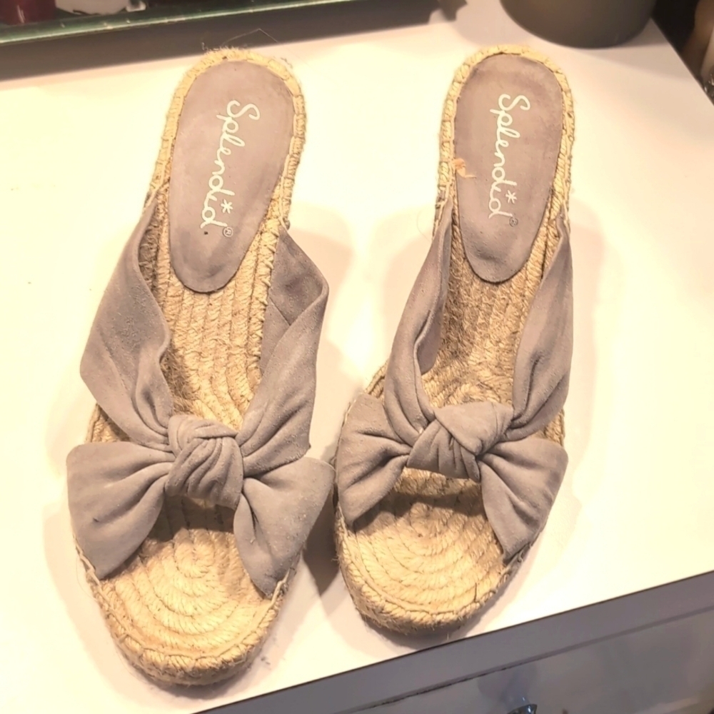 Splendid Gray Knott Suede Slip on Wedge Size 9.5